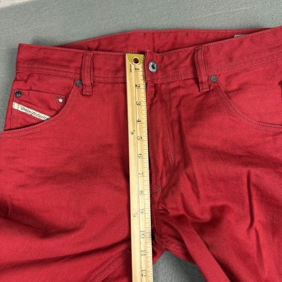 Diesel Krayver Jeans Mens W30 L32 Red Regular Slim Carrot Zip Stretch - Picture 9 of 13